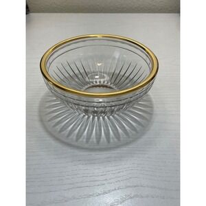Vintage‎ Marquis by Waterford Hanover Gold Trimmed Crystal Bowl Signed 5" Dia